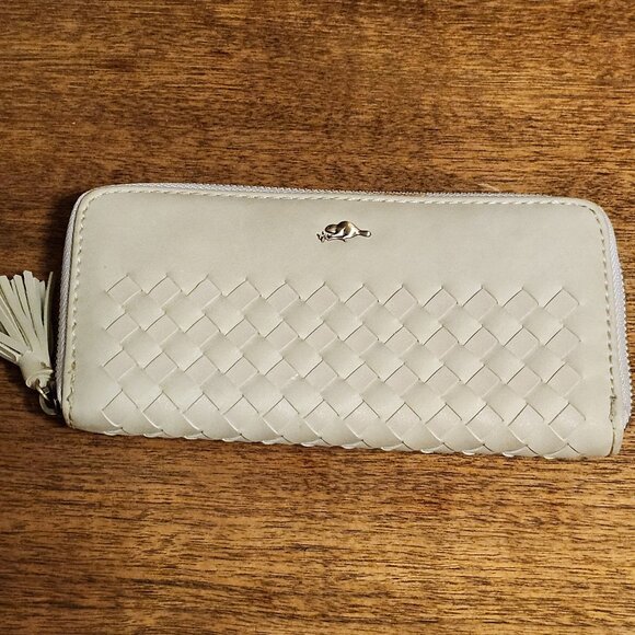 ROOTS Woven Leather Wallet ROOTS BEAVER ROOTS 63 Grey Full Zip Wallet - Picture 1 of 9